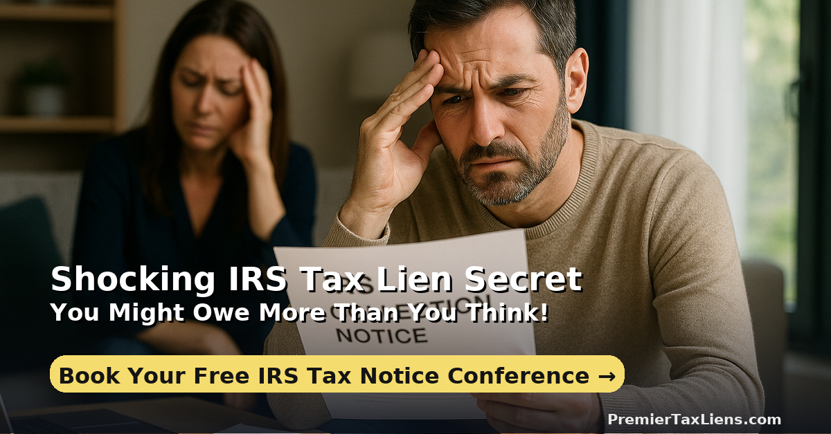 Distressed homeowner reading an IRS collection notice at the table while her partner looks on, worried.